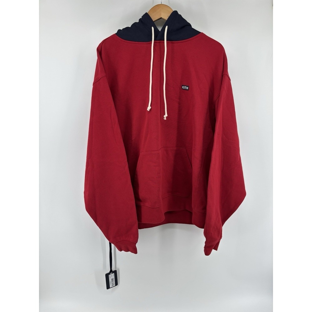 NWT KITH Men's Williams III Contrast Hood Pullover Hoodie In Chili Pepper Sz XXL